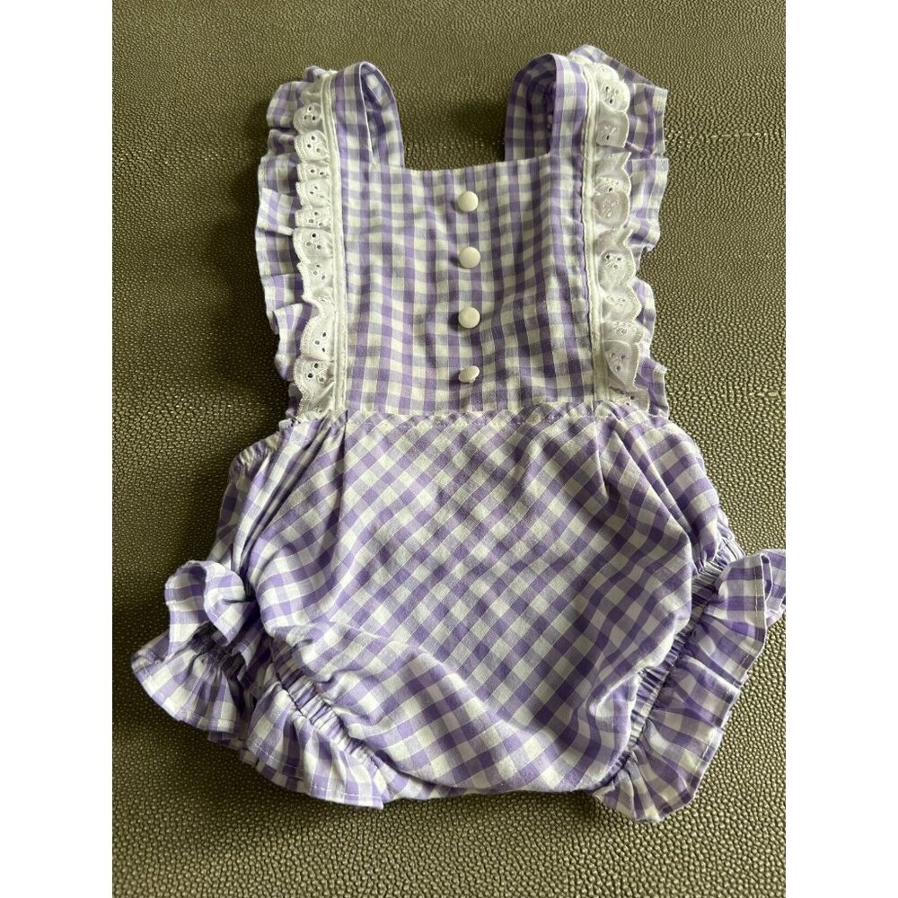 Numi Purple Checkered Sunsuit 2T EUC
